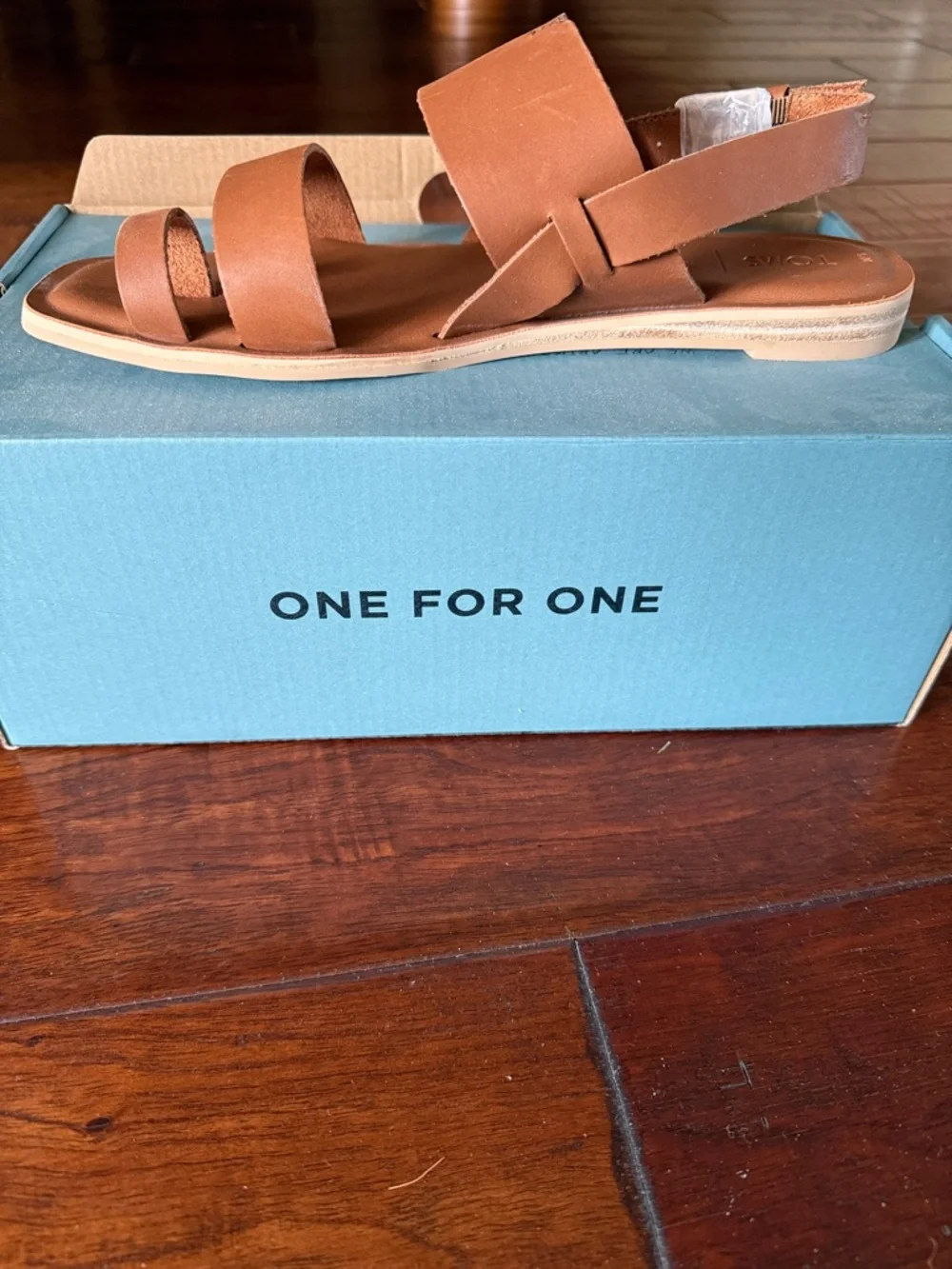 Toms Freya Tan Leather Slide Sandals NWT New Size 9 - Picture 4 of 7